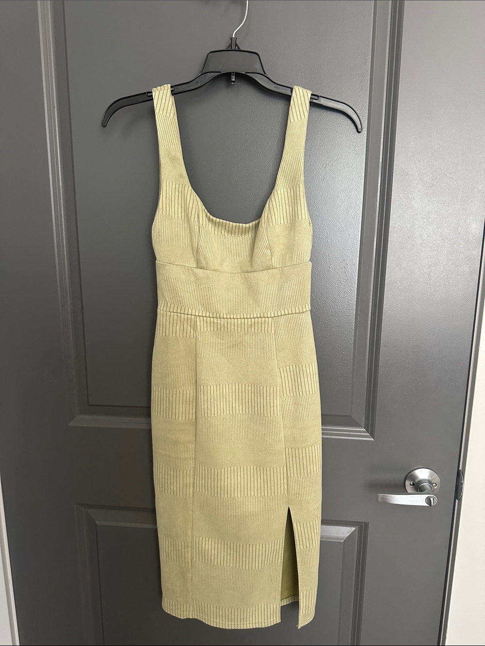 Sleek Olive Knit Tank Midi Dress